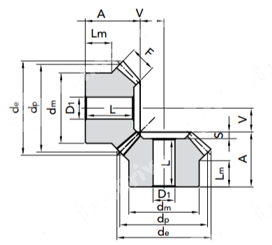 Картинка коническая зубчатая шестерня, передат. число: 1:1, m4, z=16, z2=16 chiaravalli коническая зубчатая шестерня, передат. число: 1:1, m4, z=16, z2=16 chiaravalli
