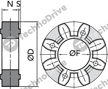 GET 28 SG Зубчатый венец 80 Shore синий (ROTEX 28 GS) CHIARAVALLI