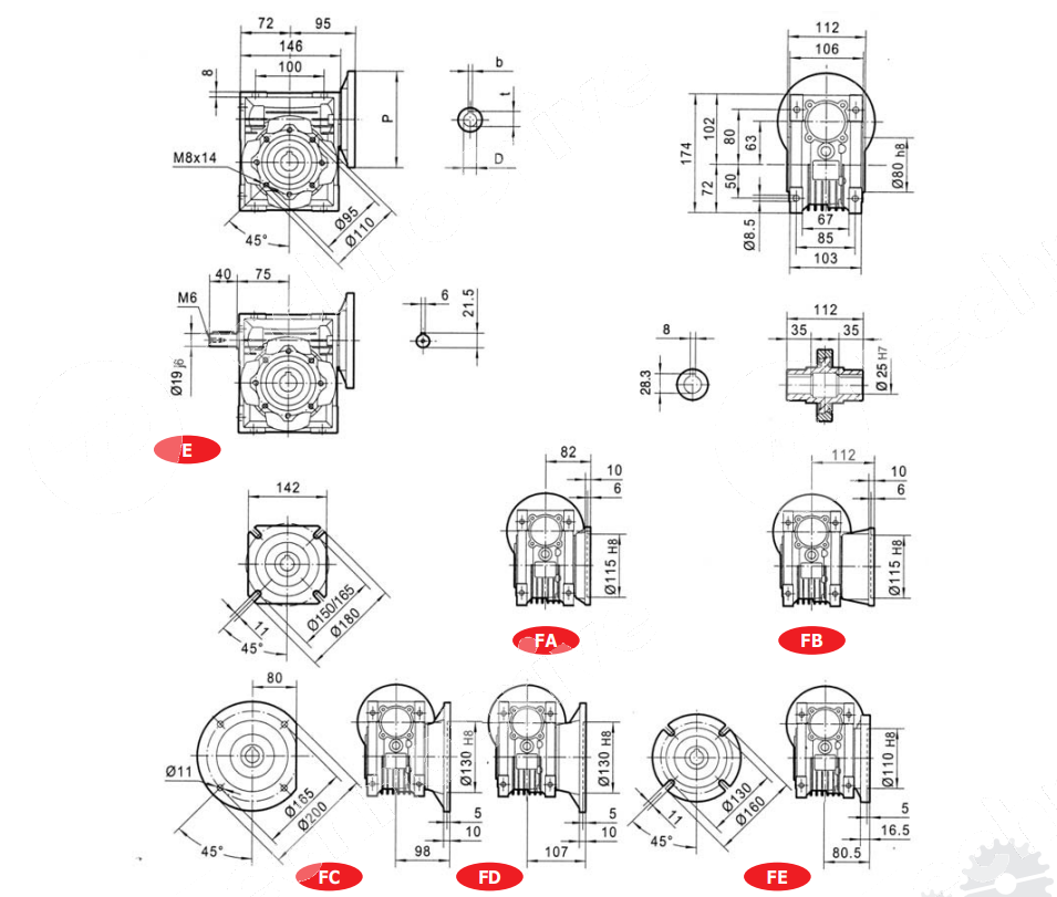 Картинка редуктор червячный chm-63 i=25 80b5 u chiaravalli редуктор червячный chm-63 i=25 80b5 u chiaravalli