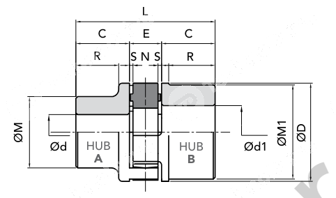 Картинка GE-T 24-32 A-B Муфта в сборе с желтым упругим элементом CHIARAVALLI GE-T 24-32 A-B Муфта в сборе с желтым упругим элементом CHIARAVALLI