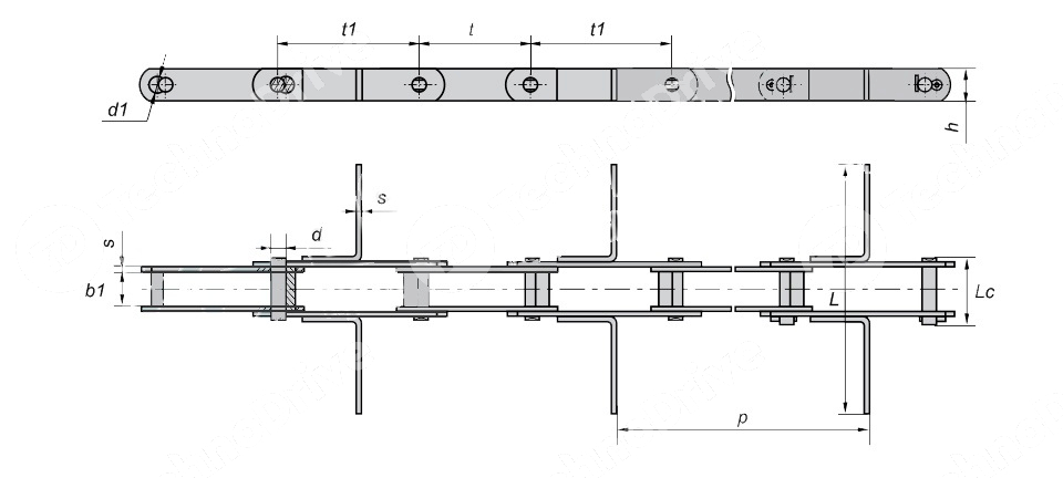 Картинка Транспортная цепь 1500 P.50x31 SP.4 CHIARAVALLI Транспортная цепь 1500 P.50x31 SP.4 CHIARAVALLI