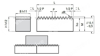 рейка зубчатая прямозубая m=6 60x60 l=500 мм chiaravalli