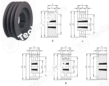шкив клиновой под втулку тапербуш spb 132-01 tb 1610 (php 1spb 132 tb) pizzirani
