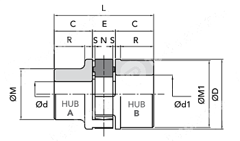 GET 55-70 A GG Ступица исп. 1, с переходом черн. отв. (ROTEX 55) CHIARAVALLI