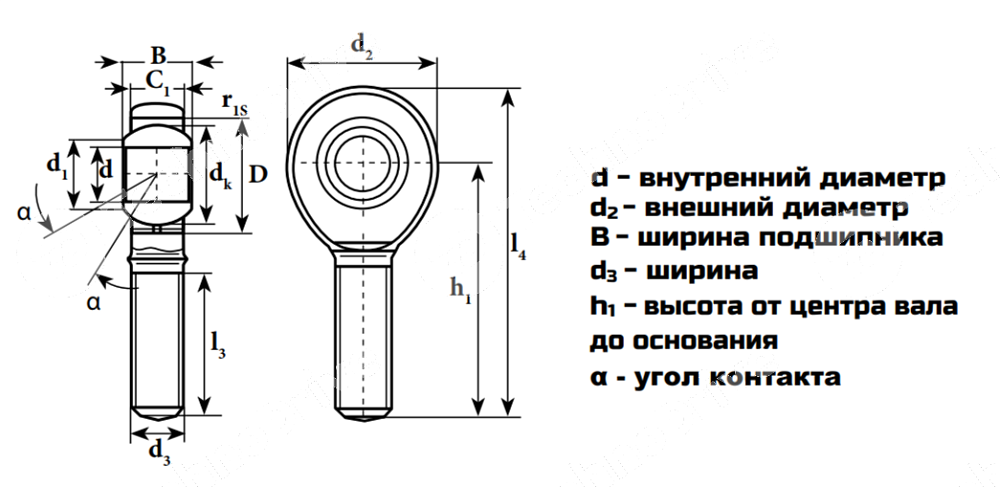 Картинка шарнирный наконечник cosl16 m16x2 (tsml16c) ldi Шарнирный наконечник COSL16 M16X2 (TSML16C) LDI
