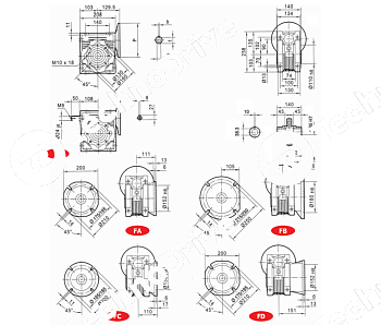 редуктор червячный chm90 i=10 100b14 b3 chiaravalli