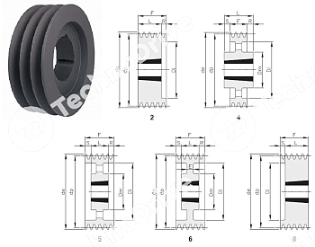 шкив клиновой под расточку spb 315-1 (php 1spb 315rsb) chiaravalli