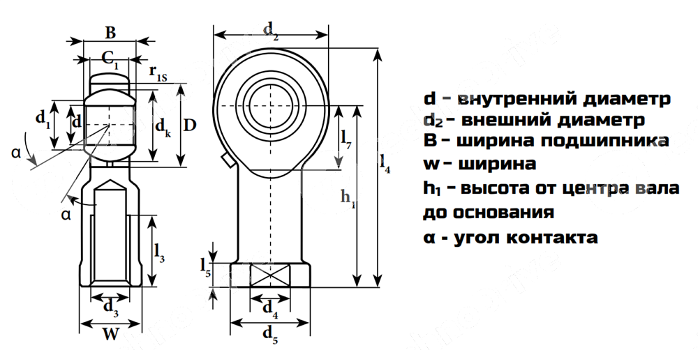 Картинка шарнирный наконечник phs10 m10x1,5 (tsf10) ldi Шарнирный наконечник PHS10 M10X1,5 (TSF10) LDI