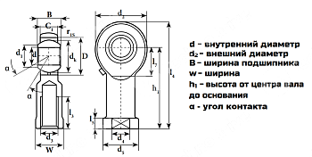 Картинка шарнирный наконечник phs10 m10x1,5 (tsf10) ldi Шарнирный наконечник PHS10 M10X1,5 (TSF10) LDI