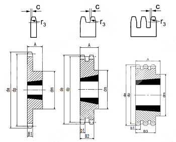 звездочка со ступицей с калеными зубьями под втулку тапербуш для цепи 20b-1 z=15 tb2517 chiaravalli