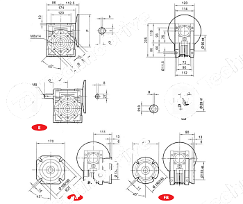 редуктор червячный chmre75 i=60 b3 chiaravalli