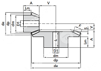 коническая зубчатая шестерня, передат. число: 1:2, m2,5, z=30 chiaravalli