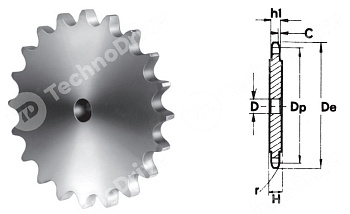 звездочка без ступицы под расточку для цепи 04b-1 z=52 chiaravalli