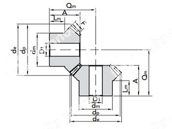 коническая зубчатая шестерня, передат. число: 1:1, m3, z=30 chiaravalli