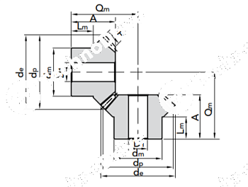 коническая зубчатая шестерня, передат. число: 1:1, m3, z=30 chiaravalli