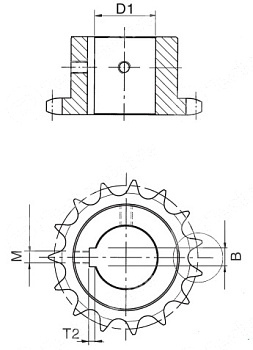 Звездочка со ступицей с калеными зубьями и с готовым отверстием для цепи 16B-1 z=14 Diam. 50 H7 CHIARAVALLI