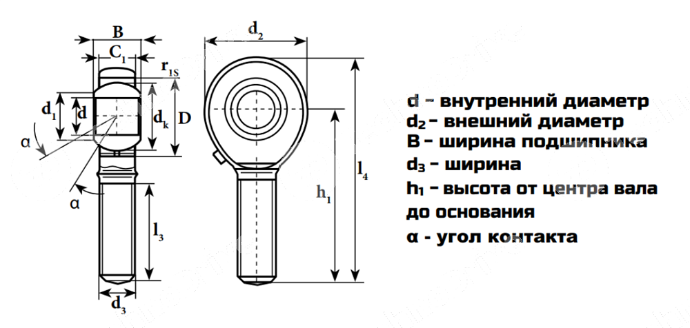 Картинка шарнирный наконечник posl6 m6x1 (tsml6) ldi Шарнирный наконечник POSL6 M6X1 (TSML6) LDI