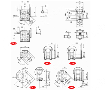 редуктор червячный chm50 30 80b14 u chiaravalli