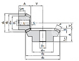 коническая зубчатая шестерня, передат. число: 1:3, m=4, z=48 chiaravalli
