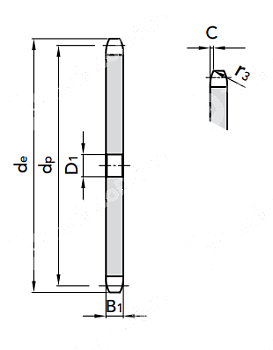 звездочка транспортерная для конвейерных цепей p=50 r25 z=20 chiaravalli