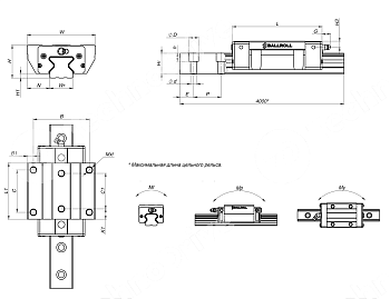линейная фланцевая роликовая каретка br-rgw45hc zah ballroll
