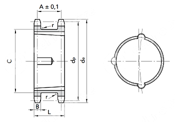 Двойная звездочка для однорядной цепи под втулку тапербуш 08B-1 z=30 1/2"x5/16" TB2012 NPT