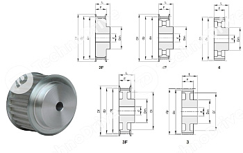 шкив зубчатый под расточку 40ct10/20-2 al (php 40at10/20-2rsb) chiaravalli