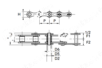 Транспортерная цепь 1.1400-B P.50X31 SP.3 CHIARAVALLI