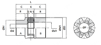 GET 28-38 Зубчатый венец 92/94 Shore черный, TPU (ROTEX 28) CHIARAVALLI