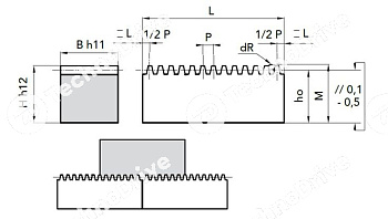 рейка зубчатая прямозубая m=2 20x20 l=2000 мм npt
