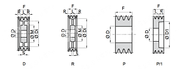 шкив клиновой с готовым диаметром spb 125/1 d=55 h8 chiaravalli