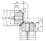 коническая зубчатая шестерня, передат. число: 1:1, m2, z=25 chiaravalli