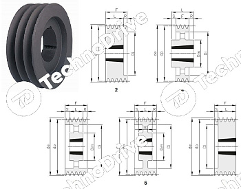 шкив клиновой под втулку тапербуш spb 212-02 tb 2517 (php 2spb 212 tb) chiaravalli