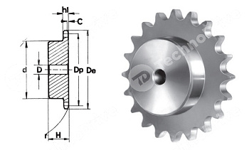звездочка со ступицей под расточку для цепи 24b-1 z=37 chiaravalli